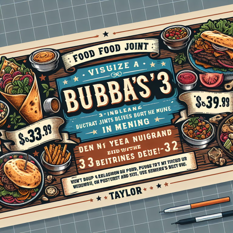 Bubbaʼs 33 Taylor Menu With Prices