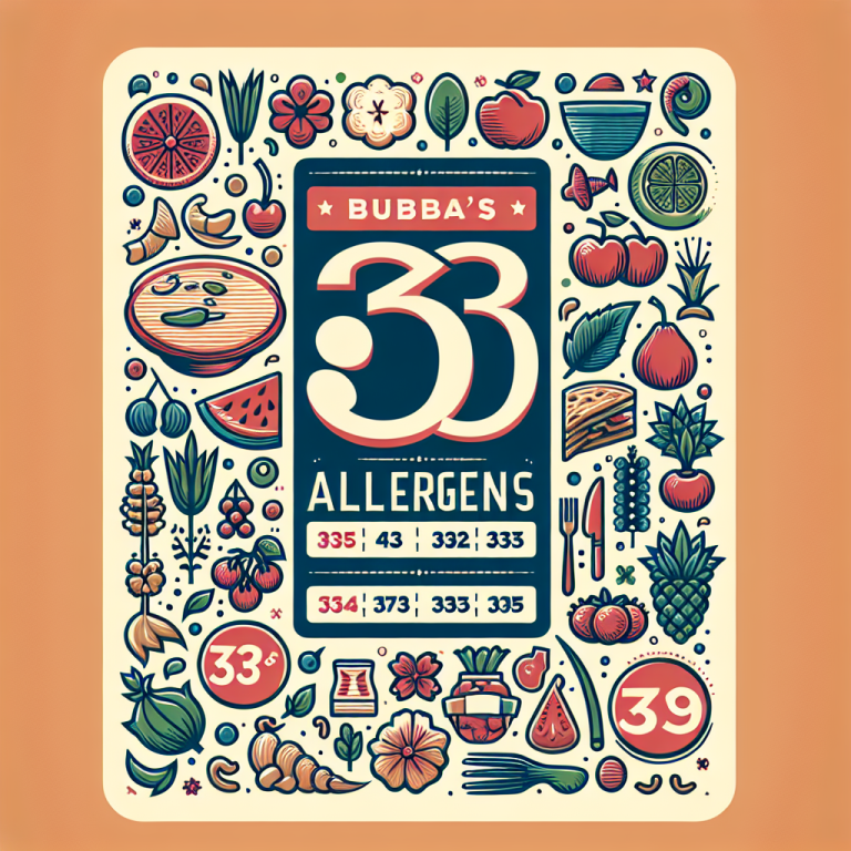 Bubbaʼs 33 Allergen Menu With Prices