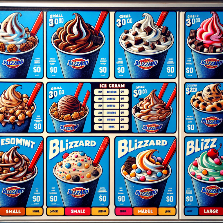 Dairy Queen Blizzard Menu With Prices