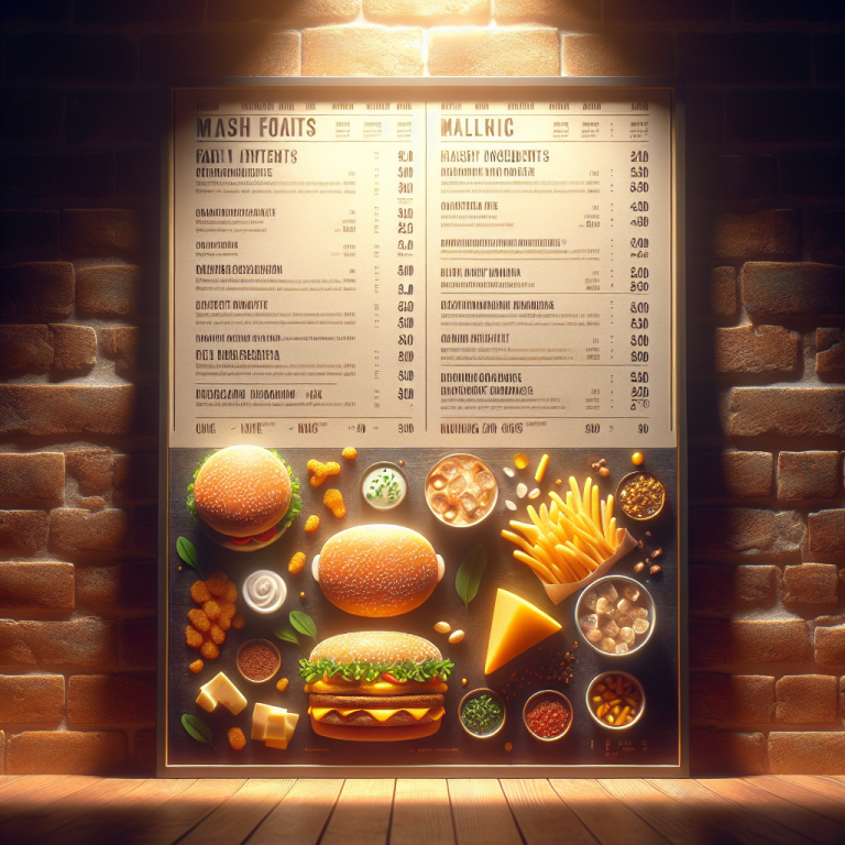 McDonaldʼs Menu With Calories And Prices