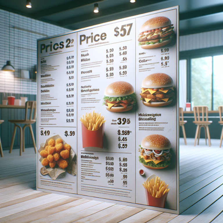 McDonaldʼs Price Menu With Prices