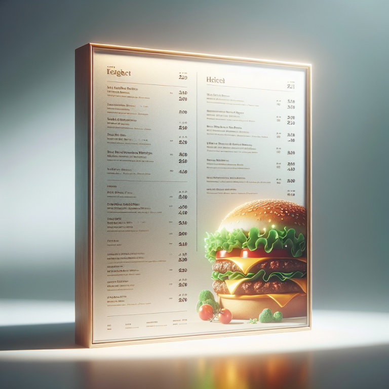 Menu At McDonaldʼs With Prices