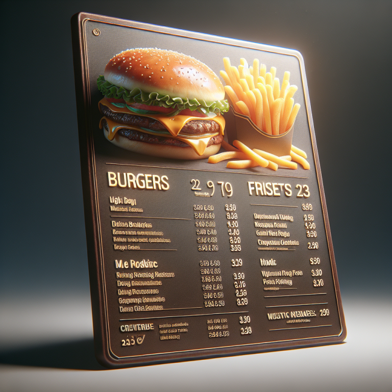 Menu Of McDonaldʼs With Prices