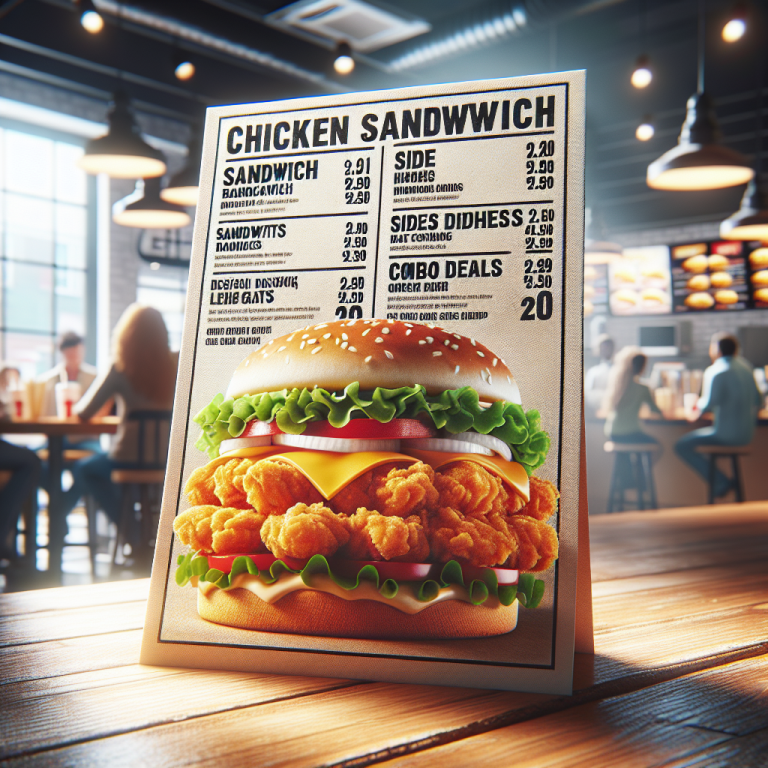 Wendyʼs Chicken Sandwich Menu