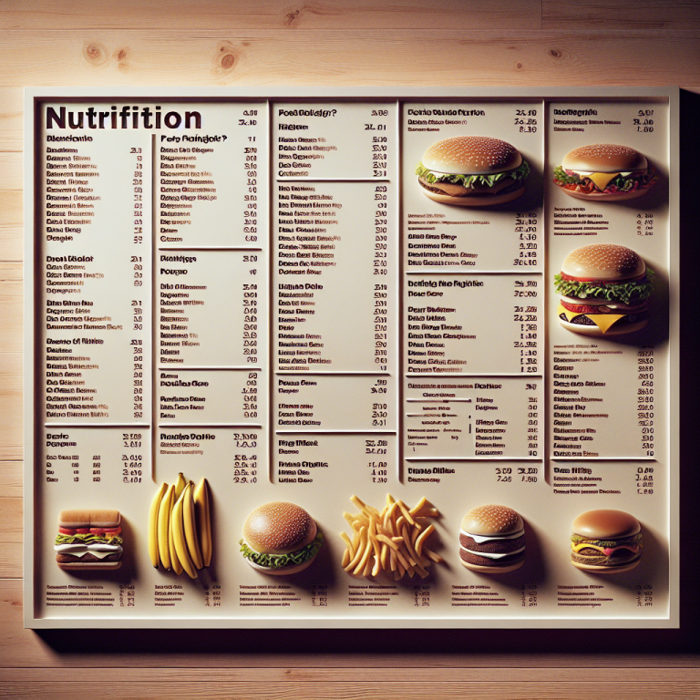 WendyʼS Nutrition Menu