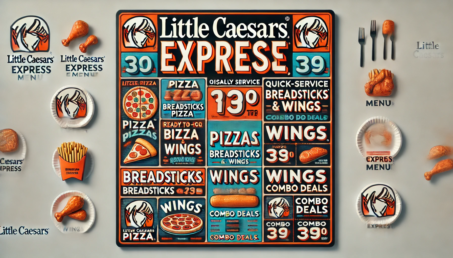 DALL·E 2025 02 17 15.41.18 A visually appealing Little Caesars Express menu featuring quick service meal options such as ready to go pizzas breadsticks wings and combo deals